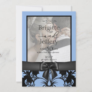 Elegant blue floral save the date wedding  invitation