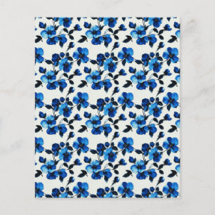 Elegant Blue Floral Scrapbook & Junk Journal Paper