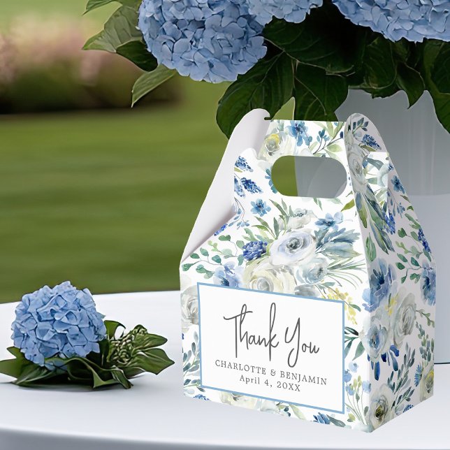 Elegant Blue Floral Spring Garden Custom Wedding Favour Box (Creator Uploaded)