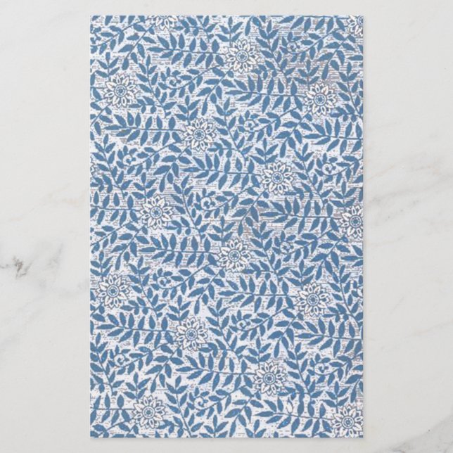 ELEGANT BLUE FLORAL STATIONERY (Front)