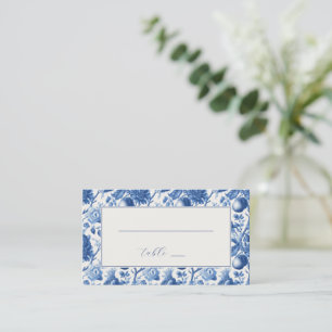 Elegant Blue Floral Table Card
