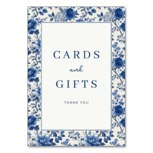 Elegant Blue Floral Table Number