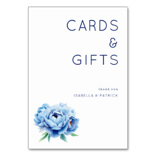 Elegant Blue Floral Table Number