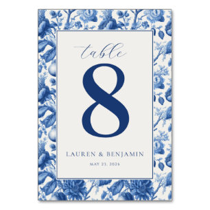Elegant Blue Floral Table Number