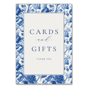 Elegant Blue Floral Table Number