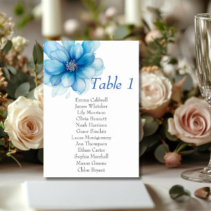 Elegant Blue Floral Table Number Sign