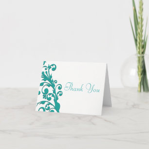 Elegant Blue Floral Thank You Card