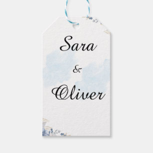 Elegant Blue Floral Watercolor Gift Tags