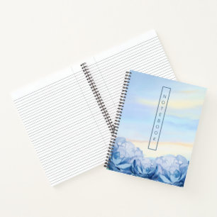 Elegant Blue Floral Watercolor Notebook