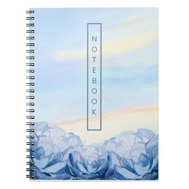 Elegant Blue Floral Watercolor  Notebook (Front)