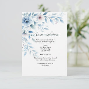 Elegant Blue Floral Wedding Accommodation Enclosure Card