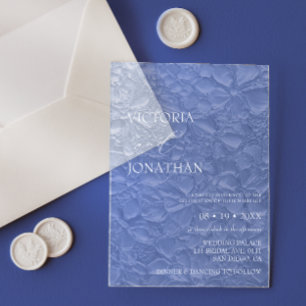 Elegant Blue Floral Wedding  Acrylic Invitations
