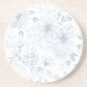 Elegant Blue Floral Wedding  Coaster