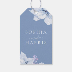 Elegant Blue Floral Wedding Favour Gift Tags