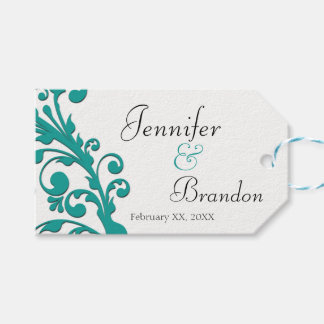Elegant Blue Floral Wedding Favour Gift Tags