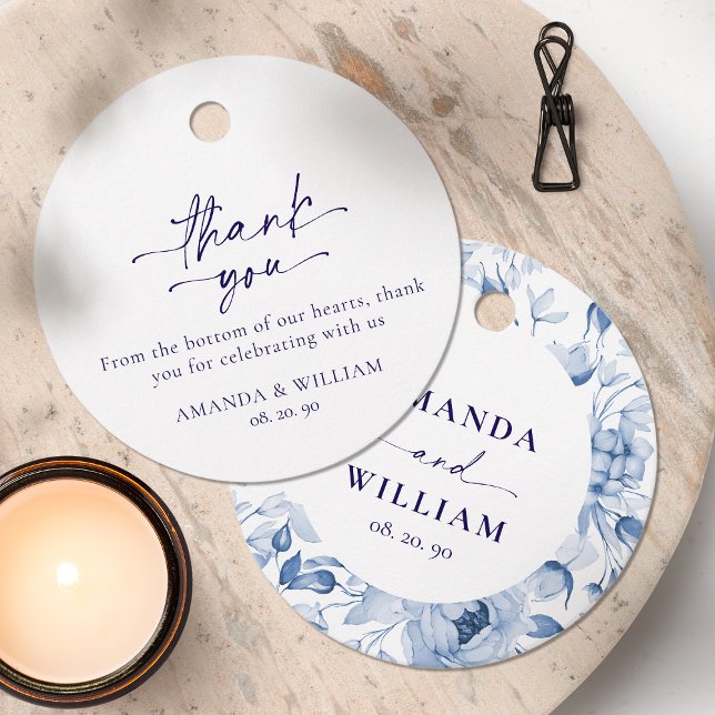 Elegant Blue Floral Wedding Gift Tag (Creator Uploaded)