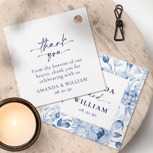 Elegant Blue Floral Wedding Gift Tag