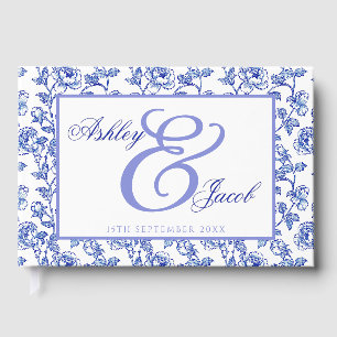 Elegant Blue Floral Wedding Guest Book