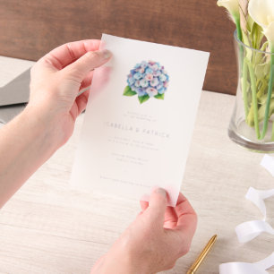 Elegant Blue Floral Wedding Invitation