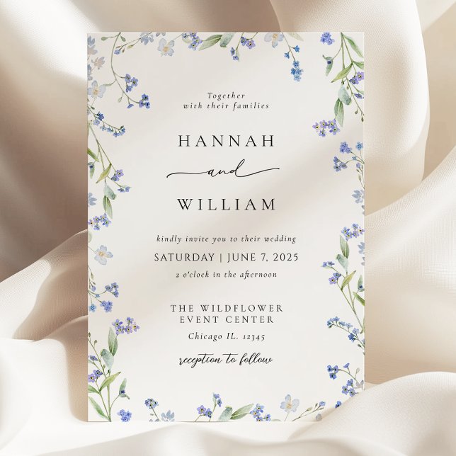 Elegant Blue Floral Wedding Invitation (Creator Uploaded)