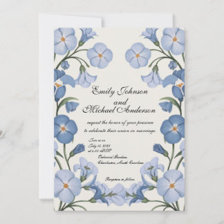 Elegant Blue Floral Wedding Invitation