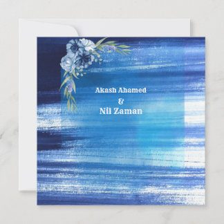 Elegant Blue Floral Wedding Invitation