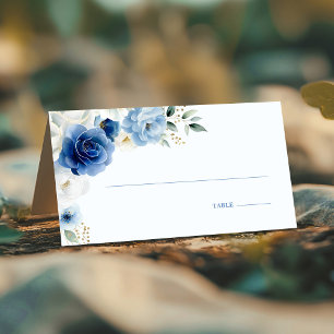 Elegant Blue Floral Wedding Place Card