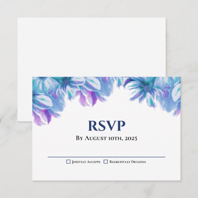 Elegant Blue Floral Wedding RSVP Card (Front/Back)