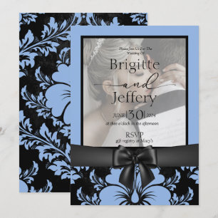 Elegant blue floral wedding save the date invitation
