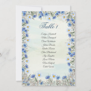 ​Elegant Blue Floral Wedding Seating Chart Card