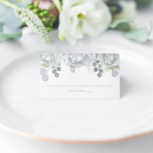 Elegant Blue Floral Wedding Table Custom Place Card (Creator Uploaded)