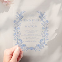 Elegant Blue Floral Wreath Bohemian Wedding