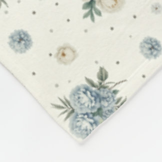 Elegant Blue Florals Fleece Blanket