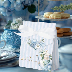 Elegant Blue Florat Vintage Teapot Gift Favor Box