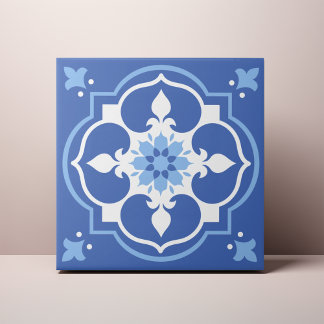 Elegant Blue Flower Accent Azulejo Tile