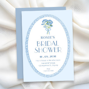 Elegant Blue flower bouquet bridal shower Invitation