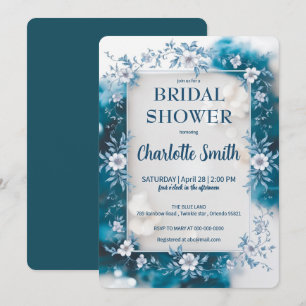 Elegant Blue Flower chinoiserie bridal shower Invitation