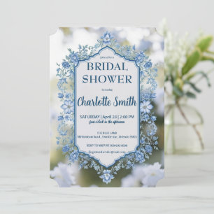 Elegant Blue Flower chinoiserie bridal shower Save The Date