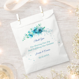 Elegant Blue Flower Custom Wedding Favour Bags