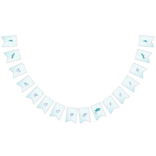 Elegant Blue Flower Customisable Graduation Bunting (All)