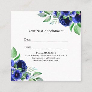 Elegant Blue Flower Hair & Makeup Business Appointment Card