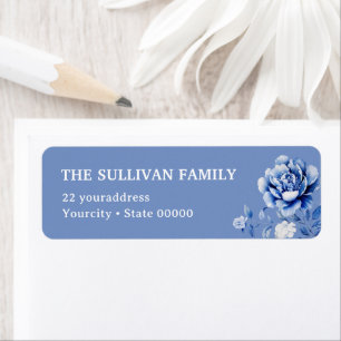 Elegant blue flower return address label