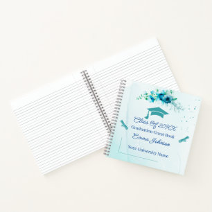 Elegant Blue Flowers Graduation Customisable Notebook