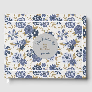 Elegant Blue Flowers Guest Book