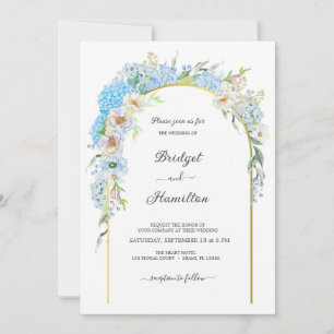 Elegant Blue Flowers Hydrangea Wedding Invitation