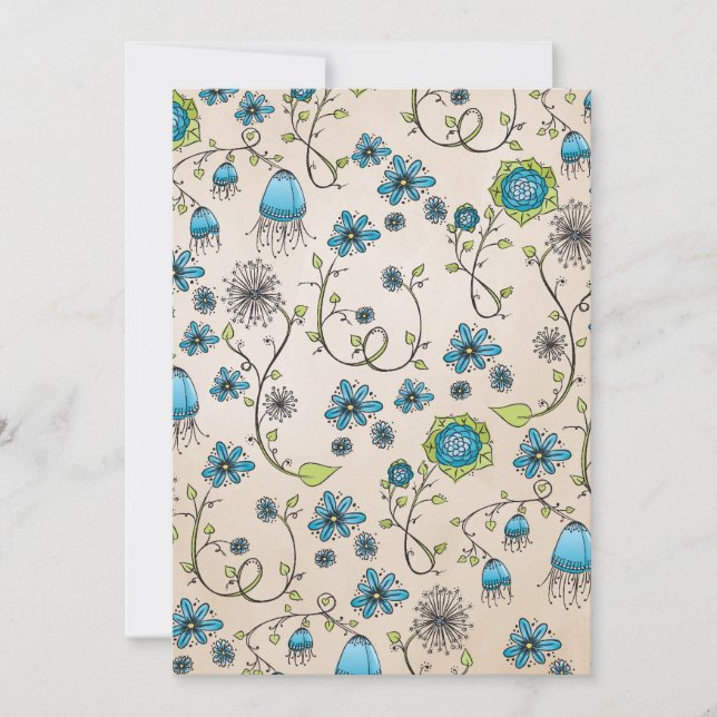 Elegant blue flowers in beige background (Front)