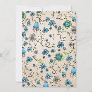 Elegant blue flowers on beige context