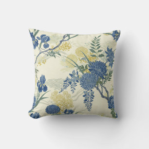 Elegant blue flowers pillows-vintage floral cushion