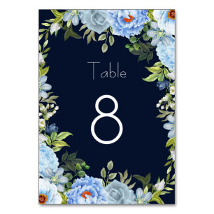 Elegant blue flowers table number