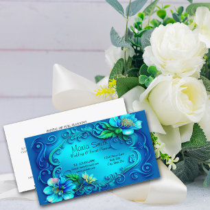 Elegant Blue Flowers Wedding Event Planner  Business Card